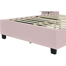 Carregar imagem no visualizador da galeria, Full Size Upholstered Platform Bed with Big Headboard, Bedroom Furniture, Velvet, Pink
