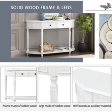 Load image into Gallery viewer, Retro Circular Curved Design Console Table with Open Style Shelf Solid Wooden Frame and Legs Two Top Drawers (White
