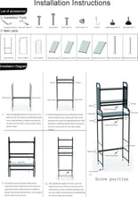 Load image into Gallery viewer, BIFCIOFH 3-Tier Expandable Over Toilet Washing Machine and Dryer Storage Rack, Height Adjustable Laundry Room Shelves, Bathroom Organization Space Saver with Pigboard and Hook (Color: Dark Grey)
