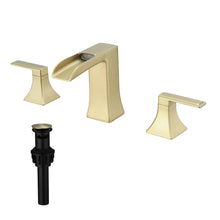 Load image into Gallery viewer, Modern 2 Handle 3 Hole Deck Mounted Bathroom Faucet with Drainer
