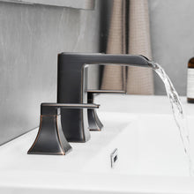 Load image into Gallery viewer, Modern 2 Handle 3 Hole Deck Mounted Bathroom Faucet with Drainer
