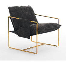 Carregar imagem no visualizador da galeria, 2 Sets 1 Case, Upholstered Hanging Armchair with Arm PocketsMetal frame, gold-plated craftsmanship, crushed foam cushions and skin-friendly woven fabric for living room and bedroom. Dark Gray
