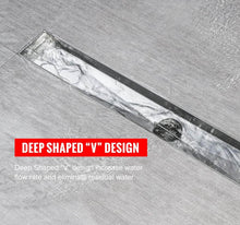 Load image into Gallery viewer, SaniteModar Linear Shower Drain, High Flow Rate Removable Grate Shower Drain 32 inch,Brushed 304 Stainless Steel Linear Drain with Hair Strainer,
