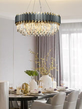 Carregar imagem no visualizador da galeria, MIRODEMI® Creative Drum Gold/Black Crystal Hanging Lighting For Living Room, Dining Room
