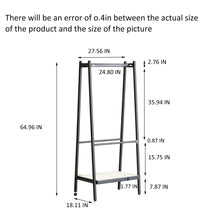 Load image into Gallery viewer, (Black) Solid Oak Wood Clothes Rack, Black Rattan Hanger Rack-clothes Rack with Shelves, Cloth Hanger Standing Garment Racks for Hanging Clothes
