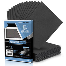 Carregar imagem no visualizador da galeria, 1500 Grit Sandpaper Sheets – 10 Pack, 9x11 in, Wet or Dry Use
