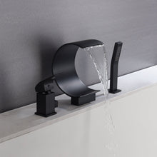 Load image into Gallery viewer, Matte black Bathtub Faucet Waterfall Mixer Faucet with Hand Shower Deck Mount
