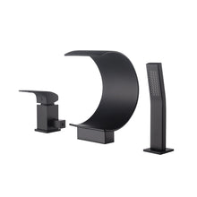 Load image into Gallery viewer, Matte black Bathtub Faucet Waterfall Mixer Faucet with Hand Shower Deck Mount
