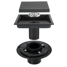 Load image into Gallery viewer, Matte Black stainless floor drain 6x6inch
