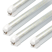 Load image into Gallery viewer, 4ft LED Shop Lights- 30W - 6500K and 4200 Lumens, Striped Lens, V-shaped Linkable LED Integrated Tube- ETL Listed
