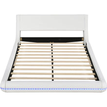 Carregar imagem no visualizador da galeria, Full Size Upholstery Platform Bed Frame with Sloped Headboard, White
