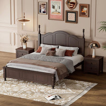 Cargar imagen en el visor de la galería, 3-Pieces Bedroom Sets,Full Size Wood Platform Bed and Two Nightstands-Dark Walnut
