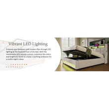 Carregar imagem no visualizador da galeria, Full size Upholstered Platform bed with a Hydraulic Storage System, LED and USB Charging, Natural (without mattress)
