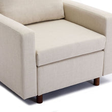 Carregar imagem no visualizador da galeria, 2 Seat Module Sectional Sofa Couch With 1 Ottoman for living room,Seat Cushion and Back Cushion Non-Removable and Non-Washable,Cream
