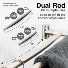 Carregar imagem no visualizador da galeria, 44 in. to 70 in. Double Curved Shower Rod (Brushed Nickel Finish)
