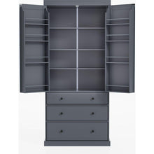 Load image into Gallery viewer, [Assembly Video Provided]77inch Farmhouse Kitchen Pantry, Freestanding Tall Cupboard Storage Cabinet with 3 Adjustable Shelves, 8 Door Shelves, 3 Drawers for Kitchen, Dining Room, Gray
