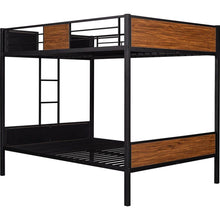 Load image into Gallery viewer, Full-over-full bunk bed modern style steel frame bunk bed with safety rail, built-in ladder for bedroom, dorm, boys, girls, adults
