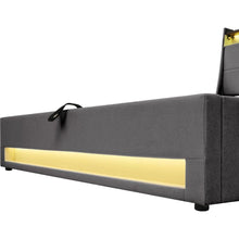 Carregar imagem no visualizador da galeria, Full size Upholstered Platform bed with a Hydraulic Storage System, LED and USB Charging, Grey (without mattress)
