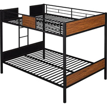 Load image into Gallery viewer, Full-over-full bunk bed modern style steel frame bunk bed with safety rail, built-in ladder for bedroom, dorm, boys, girls, adults
