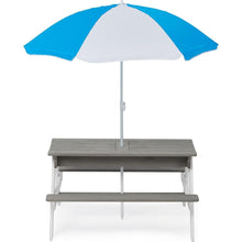Carregar imagem no visualizador da galeria, 3-in-1 Kids Outdoor Wooden Picnic Table With Umbrella, Convertible Sand &amp; Wate, Gray ASTM &amp; CPSIA CERTIFICATION
