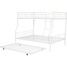 Load image into Gallery viewer, Full XL Over Queen Metal Bunk Bed with Trundle, White
