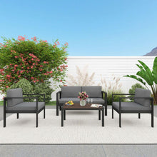 Carregar imagem no visualizador da galeria, Aluminum Modern 4 Piece Sofa Seating Group For Patio Garden Outdoor
