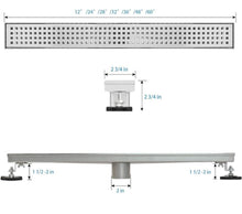 Load image into Gallery viewer, SaniteModar Linear Shower Drain, Shower Drain 60 inch with Removable Square Hole Panel, AISI Brushed 304 Stainless Steel Shower Floor Linear Drain wit
