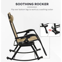 Load image into Gallery viewer, 2 Pieces Outdoor Rocking Chairs, Foldable Reclining Zero Gravity Lounge Rocker with Pillow, Cup &amp; Phone Holder, Combo Design with Folding Legs, Beige
