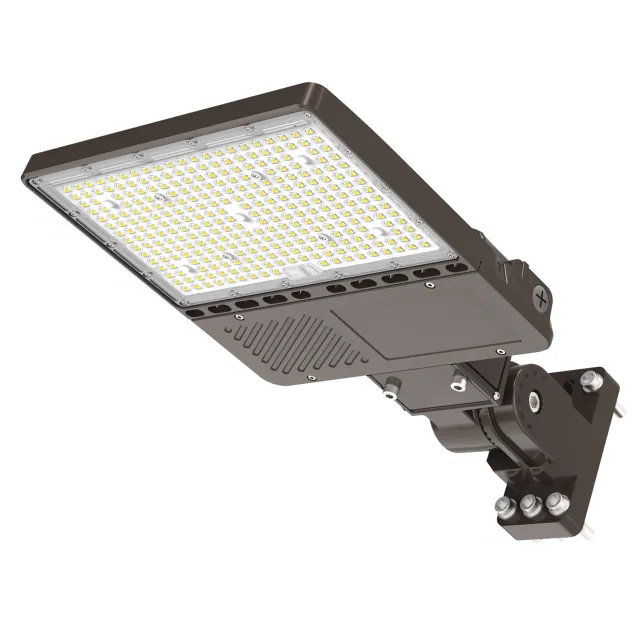 150W LED Shoebox Pole Light with Built in Photocell- 21,000 Lumens, 5000K Daylight, Ideal for Universal Mounting (Square/Round) Pole