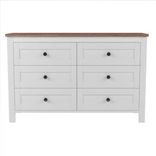Carregar imagem no visualizador da galeria, 3-Pieces Bedroom Sets Queen Size Farmhouse Platform Bed with Double Sliding Door Storage Headboard, Storage Nightstand and Dresser, White+Brown
