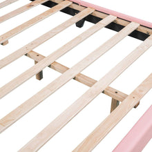 Load image into Gallery viewer, Full Size Upholstered Leather Platform Bed with Rabbit Ornament, Pink
