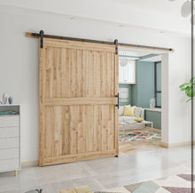 Load image into Gallery viewer, SMARTSTANDARD 10 FT Heavy Duty Sturdy Sliding Barn Door Hardware Kit, Black, (Whole Set includes 1x Pull Handle Set &amp; 1x Floor Guide) Fit 60&quot; Wide Door
