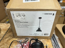 Load image into Gallery viewer, Home Decorators Collection Shelston 10 in. 1-Light Black Farmhouse Pendant Light Fixture with Metal Shade
