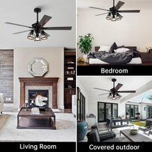 Carregar imagem no visualizador da galeria, 52&quot; Kashmir Traditional Downrod Mount Reversible Ceiling Fan with Lighting and Remote Control
