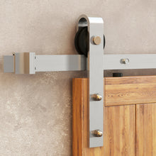 Load image into Gallery viewer, Non-Bypass Sliding Barn Door Hardware Kit - Classic Design Roller - Silver Finish
