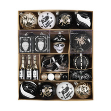 Carregar imagem no visualizador da galeria, Halloween Christmas Tree Ornaments Set, 70-Piece Black &amp; White Gothic Ornaments
