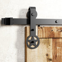 Cargar imagen en el visor de la galería, Non-Bypass Sliding Barn Door Hardware Kit - Star Design Roller
