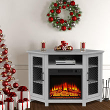 Load image into Gallery viewer, 45&quot; Corner Electric Fireplace TV Stands Console Table with 2 Metal Mesh Doors
