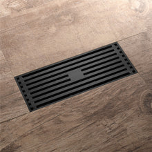 Load image into Gallery viewer, 8 Inch Shower Linear Matte black Drain Rectangular Floor Drain with Accessories Square Hole Pattern Cover Grate Removable Matte Black Brass
