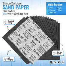 Load image into Gallery viewer, 2000 Grit Sandpaper Sheets – 50 Pack, 9x11 in, Wet or Dry Use
