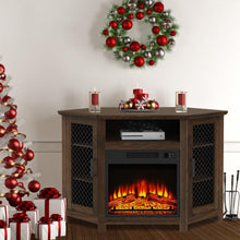 Load image into Gallery viewer, 45&quot; Corner Electric Fireplace TV Stands Console Table with 2 Metal Mesh Doors
