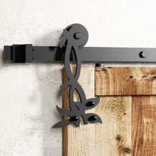 Load image into Gallery viewer, Non-Bypass Sliding Barn Door Hardware Kit - Flower Design Roller
