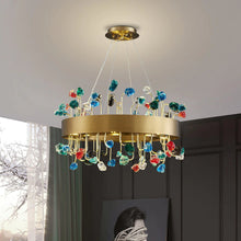 Carregar imagem no visualizador da galeria, MIRODEMI® Gold Round Colorful Crystal Chandelier for Living room, Kitchen
