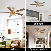 Carregar imagem no visualizador da galeria, 52&quot; Lucknow Industrial Black Reversible Ceiling Fan with Lighting and Remote Control
