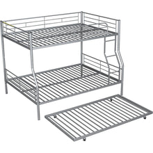 Load image into Gallery viewer, Full XL Over Queen Metal Bunk Bed with Trundle, Silver
