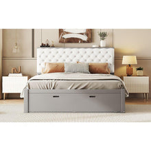 Load image into Gallery viewer, Wood Queen Size Platform Bed with Storage Headboard, shoe rack and 4 drawers,Gray
