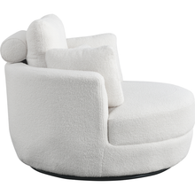 Load image into Gallery viewer, 39&quot; W Oversized Swivel Chair with moon storage ottoman for Living Room, Modern Accent Round Loveseat Circle Swivel Barrel Chairs for Bedroom Cuddle Sofa Chair Lounger Armchair, 4 Pillows, Teddy Fabric
