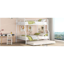 Load image into Gallery viewer, Full XL Over Queen Metal Bunk Bed with Twin Size Trundle, White
