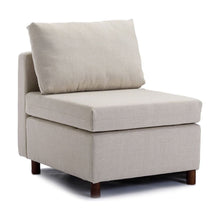 Carregar imagem no visualizador da galeria, 2 Seat Module Sectional Sofa Couch With 1 Ottoman for living room,Seat Cushion and Back Cushion Non-Removable and Non-Washable,Cream
