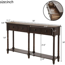 Cargar imagen en el visor de la galería, Console Table Sofa Table Easy Assembly with Two Storage Drawers and Bottom Shelf for Living Room, Entryway (Espresso)
